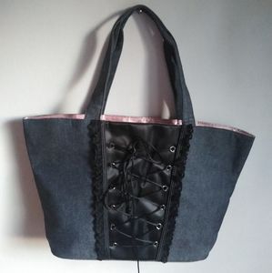 Vintage VS Satin Lace up corset purse tote bag